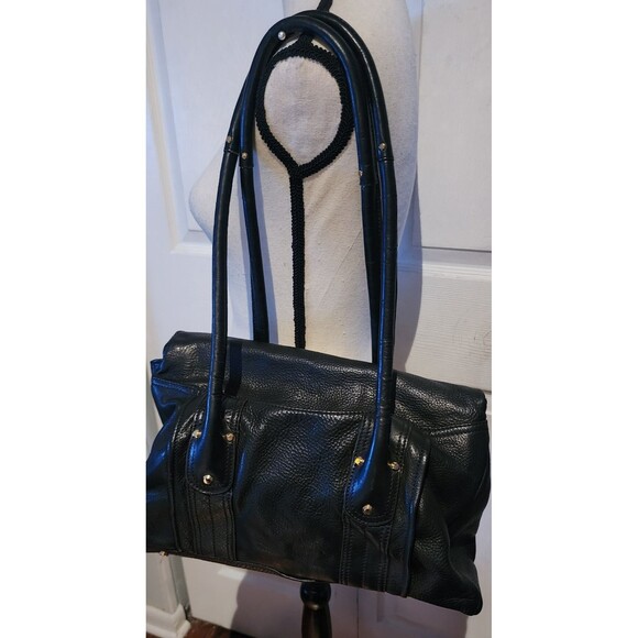 B. MAKOWSKY Black Butter Soft LEATHER Hobo TurnLock Lg Shoulder Bag Purse VguC - Picture 4 of 16